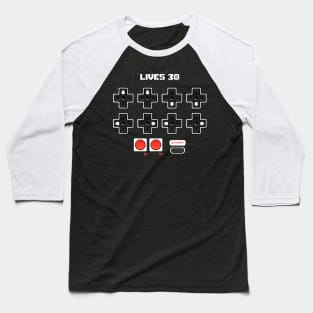 Contra Konami Code Cheat 30 Lives Retro Gamer Baseball T-Shirt